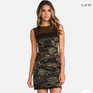 Elegant Black and Gold Lace Dress
